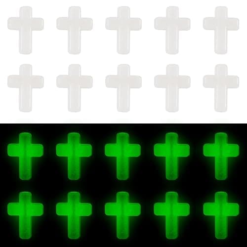 Magibeads 100Pcs Glow in the Dark Acrylic Cross Beads Crucifix Focal Beads White Cross Charms for Easter Pens Keychain Crafts DIY Jesus Bracelet Rosary Jewelry Making Supplies 16x12mm thumbnail 8