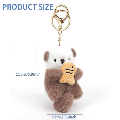 Molishan Otter Keychain Plush Bag Charm for Women Bag, Cute Keychain Ring for Backpacks Car Key thumbnail 7