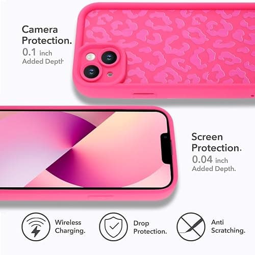 MOWIME Compatible with iPhone 13 Case, Cheetah Print Shockproof Soft TPU Protective Cover for Women Girls, Slim Anti Scratch Leopard Case for iPhone 13 6.1 Inch, Hot Pink thumbnail 5