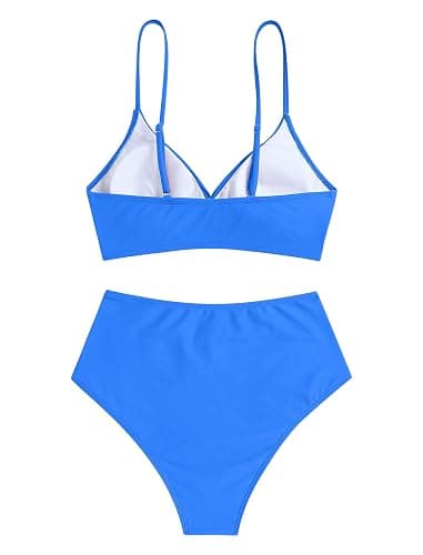 ZAFUL Women High Waisted Bikini Sets Two Piece Swimsuit Push Up Twist Front Ruched Bathing Suit thumbnail 6
