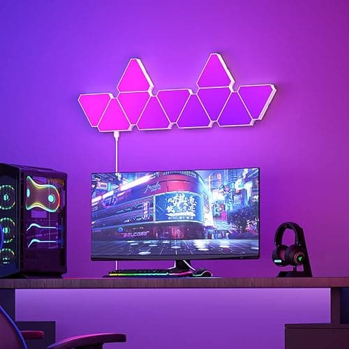 fbkapelk WiFi Bluetooth 5V USB Triangle Lamps Quantum Atmosphere LED Night Light for Game Bedroom Decoration Creative Decorat Wall Lamps (10 PCS Bluetooth) thumbnail 5