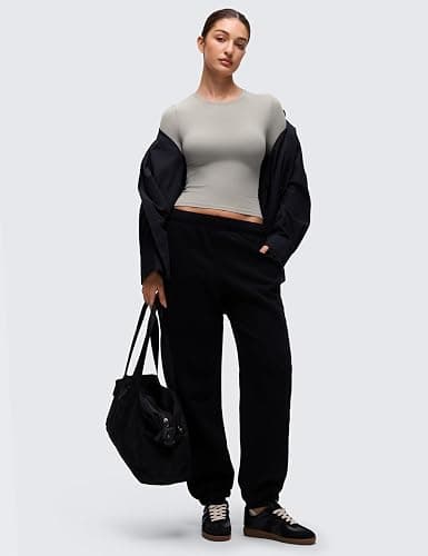 CRZ YOGA Softembrace Crewneck Long Sleeve Shirts for Women - Casual Going Out Tops Soft Basic Fitted Tight Fall T-Shirts thumbnail 3