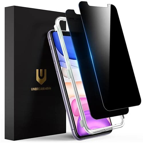 UNBREAKcable Privacy Screen Protector Shatterproof Tempered Glass [True 28°Anti Spy] [9H Hardness] [Easy Installation Frame] for iPhone 11/XR 6.1 inch - 2 Pack - Image 1