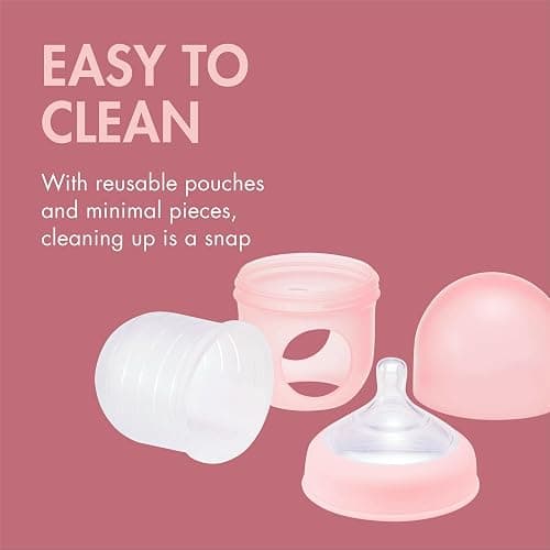 Boon Nursh Bottles - Slow Flow - Silicone Baby Bottles Help Ease Colic Symptoms - Formula and Breast Milk Only Touch Platinum Food-Safe Silicone - Pink - 0-3 Months - 3 Count - 4 Ounce thumbnail 5