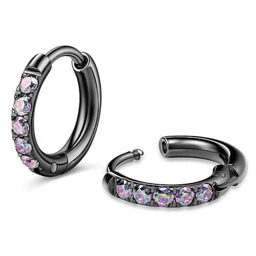 YIXNZON Small Hoop Earrings for Women -Gold Silver Huggie Cartilage Hypoallergenic Earrings for Men Surgical Stainless Steel with Cubic Zirconia for Helix Lobe - Image 1