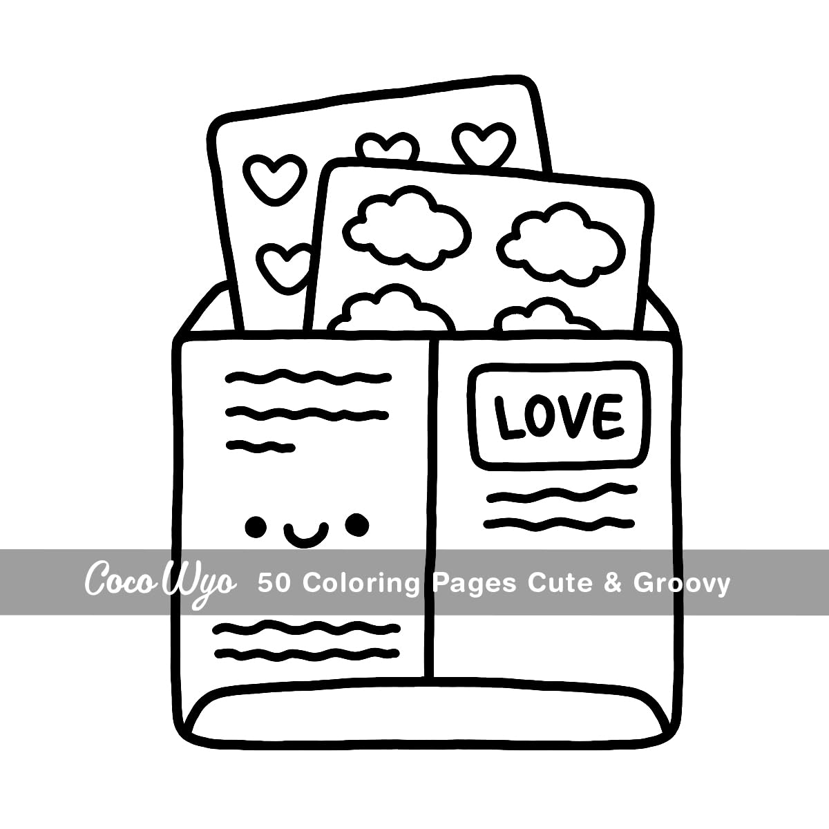 Cute & Groovy: Coloring Book for Adults and Kids, Bold and Easy, Simple and Big Designs for Relaxation Featuring Lovely Things thumbnail 7