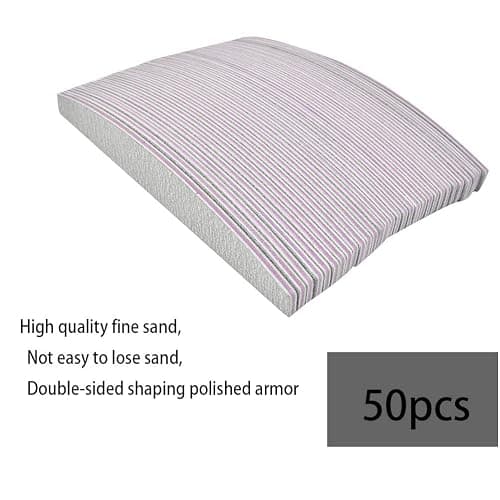 50PCS Professional Nail Files 100/180 Grit Double Sided Emery Board Nail File Acrylic Gel Natural Nail Styling Tools Pet Grooming Tools for Home and Salon Use, Washable Half-Moon Emery Boards for Nail thumbnail 3