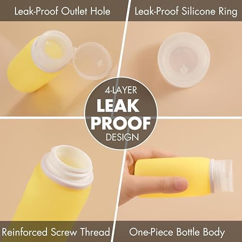 Muslish 21 Pack Leak Proof Silicone Travel Bottles Set, TSA Approved Containers for Toiletries, Travel Size Accessories and Shampoo Conditioner Bottles with Toiletry Bag (BPA Free) thumbnail 4