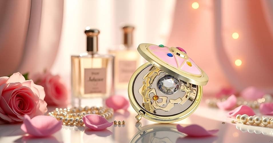 Saluaqui Anime Star Makeup Mirror, Cute Japanese Style Portable Folding Mirror with Crystal - 2.75 Inch Travel Purse Mirror, Unique Cosmetic Mirror & Cosplay Prop Gift for Women and Girls thumbnail 8