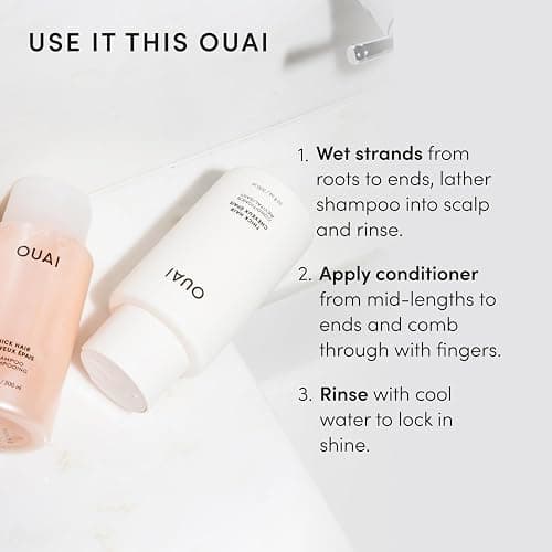 OUAI Thick Hair Shampoo & Conditioner Set - Travel Size (3 Oz) | Moisturizing Shampoo & Conditioner - Marshmallow Root, Shea Butter & Avocado Oil - Sulfate, Paraben & Phthalate Free thumbnail 7
