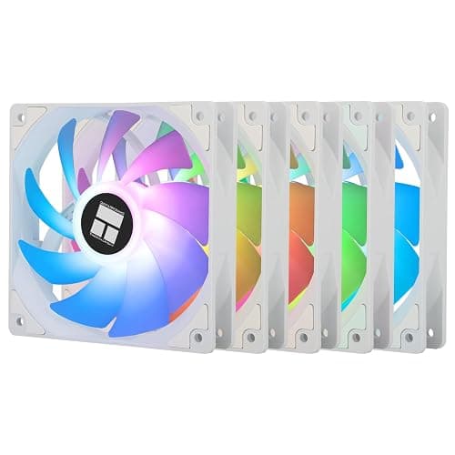 Thermalright 5 Pack TL-C12CW-S CPU Fan 120mm White ARGB Case Cooler Fan, 4pin PWM Silent Computer Fan with S-FDB Bearing Included, up to 1550RPM Cooling Fan(5 Quantities) - Image 1