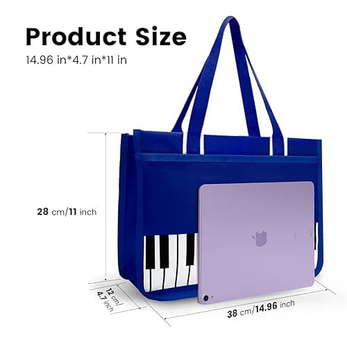 BestSounds Piano Bag, Zipper Waterproof Oxford Cloth Music Piano Accessories Book Bag Tote for Students Kids, Girls, Women, Gifts for Music Lovers Musicians (Dark Blue) thumbnail 5