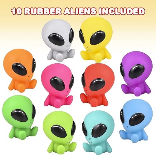 ArtCreativity Rubber Galactic Aliens, Set of 10, Alien Toys for Kids in Assorted Colors, Great as Outer Space Party Favors, Bath Toys for Kids, Swimming Pool, and Office Desk Decorations thumbnail 4