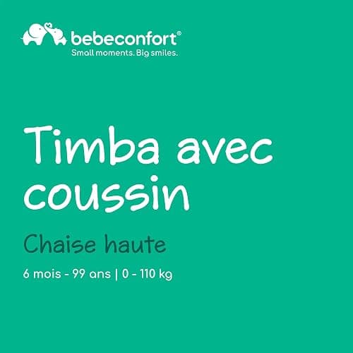 Bebeconfort Timba + Coussin, Chaise Haute Bébé Evolutive, 6 Mois - 99 Ans, Jusqu'à 110 kg, Plateau Amovible, Assise/Repose-pieds Réglables, Compatible avec Timba Baby, Bois Naturel + Beige thumbnail 4