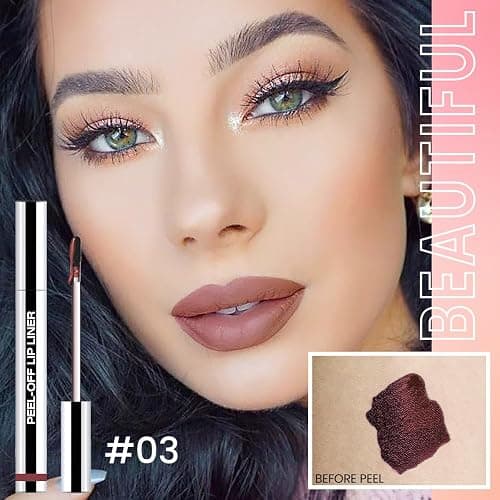 Hxssll Matte Lip Gloss Stain-Peel Off Lip Liner Tattoo, Brownish Red Lip Tint，Long Lasting Peel Off Lip Stain, Waterproof Transfer-proof Lip Mask Lip Liner Peel Off Lip Gloss,Stayn Lip Makeup. #03 thumbnail 2