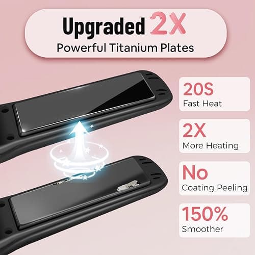 SUNMAY Voga Plancha Pelo Inalambrica 2 en 1, Plancha de Pelo y Rizador de Titanio Portátil, Mini Plancha Pelo Viaje USB 5000 mAh, 3 Niveles de Temperatura, Calentamiento Rápido (Negro) thumbnail 2