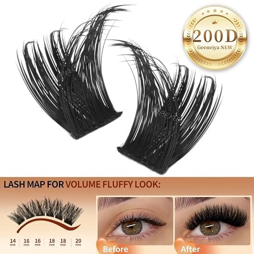 Geeneiya Lash Clusters 200D Full Eyelash Clusters 10-20mm Thick D Curvature Lash Extension Wispy Cluster Eyelash Extensions DIY Individual Eyelashes for Beginners thumbnail 2