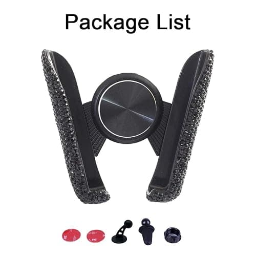 SUNCARACCL Bling Car Phone Holder Mini Dash Air Vent Automatic Mount Universal 360°Adjustable Crystal Auto Stand Accessories for Women and Girls (Black) thumbnail 4