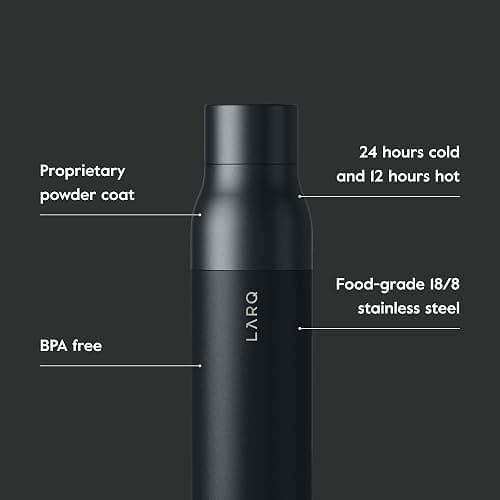 LARQ Bottle Twist Top 25 oz - Insulated Stainless Steel Water Bottle | BPA Free | Reusable Water Bottle for Camping, Office, and Travel | Keep Drinks Cold and Hot, Obsidian Black thumbnail 4
