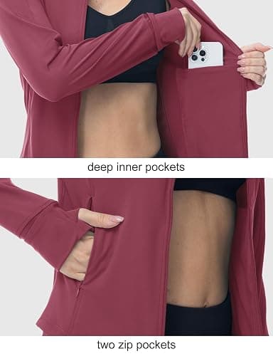 BGOWATU Women's Workout Jacket Lightweight Zip up Running Athletic Jackets with Thumb Holes thumbnail 7
