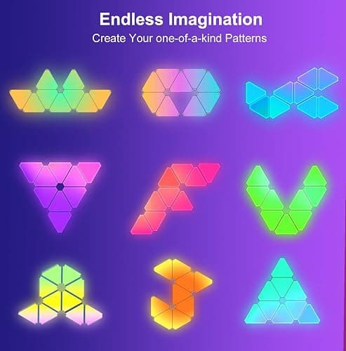 Triangle LED Light Panels, Triangle Lights with 6 Connection Ports, Real RGBIC Gaming Lights for Gaming Setup, Smart Wall Lights for Bedroom App Control Music Sync for Gaming Room Streaming, 6 Pack thumbnail 9