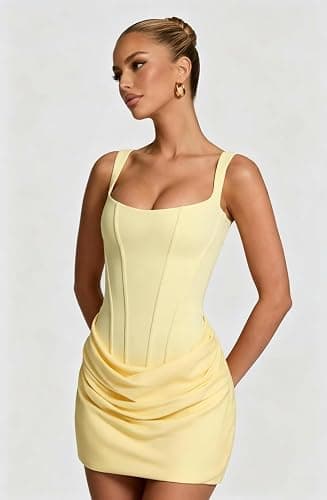 Satin Pleated Homecoming Dresses 2026 for Teens Spaghetti Straps Mermaid Square Neck Corset Cocktail Mini Dress thumbnail 3