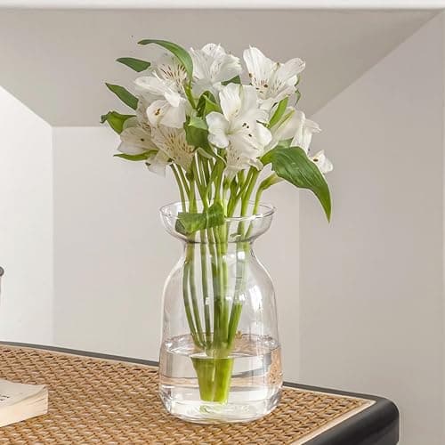 Gute Glass Vases for Decor, Modern Decorative Flower Vase Centerpieces Table Home Indoor Desk Decor Living Room, Kitchen, Office Wedding or Housewarming Gifts (Clear) - Image 1