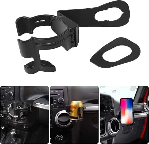 Savadicar JK Multi-Function Drink Cup Phone Holder, 2 in 1 Bolt-on Stand Bracket Organizer, Cell Phone Mount Compatible with 2011-2018 Jeep Wrangler JK JKU 2 & 4 Door, Interior Accessories, Black - Image 1