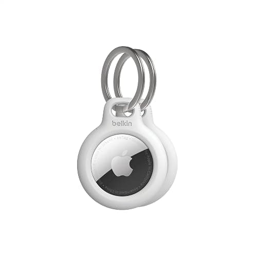 Belkin Apple AirTag Secure Holders with Key Ring - Durable, Scratch-Resistant Case with Open Face & Raised Edges - Protective AirTag Keychain Accessory for Keys, Pets, Luggage, & More - 2-Pack White - Image 1
