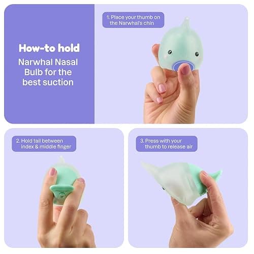 Playhouse MD Booger Buddy Baby & Kids Nasal Aspirator with LED - Narwhal thumbnail 5