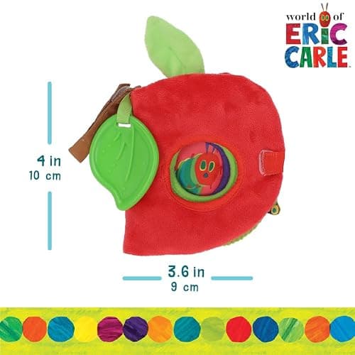 Eric Carle Very Hungry Caterpillar Activity Apple and Plush - Crinkle Texture Inside and Attached Leaf Teether – Hanging Loop for On The Go Fun thumbnail 2