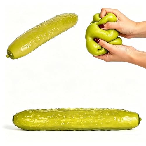 Novelty Squeeze Stress Ball, Jumbo Pickle Shaped Fidget Toy, Giant Squishy Toys, Slow Rebound Gel Stress Reliever for Adults - Image 1