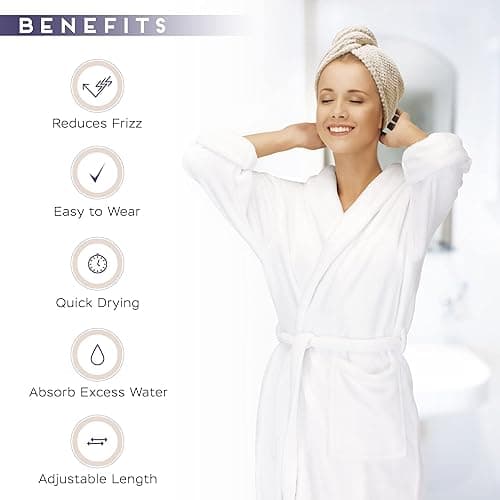 SimpleField 2 Pack Microfiber Hair Towel Wrap for Women, Anti Frizz Quick Drying Hair Turban for All Hair Style, Absorbent and Lightweight (Beige) thumbnail 5