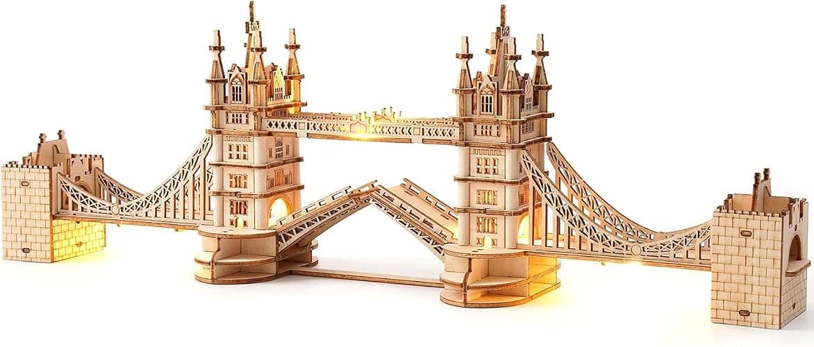 Rolife 3D Wooden Puzzles DIY London Tower Bridge Craft Model Kits for Adults to Build Birthday Gfit for Friends and Family - Image 1