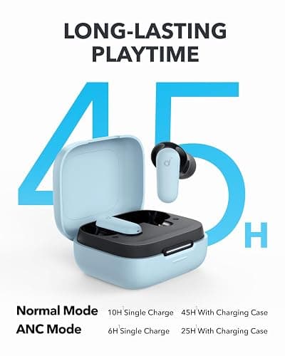 Soundcore P30i by Anker Noise Cancelling Earbuds, Strong and Smart Noise Cancelling, Powerful Bass, 45H Playtime, 2-in-1 Case and Phone Stand, IP54, Wireless Earbuds, Bluetooth 5.4 (Blue) thumbnail 5