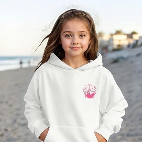 Lubpow Cute Pink Hoodie Kids Girls Aesthetic Preppy Hibiscus Flower Puff Hoodies Kawaii Hawaii Palm Beach Graphic Pullover thumbnail 3