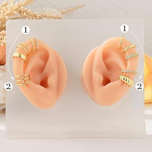 Sroyte 9Pcs Gold Ear Cuffs for Women Non piercing, 14K 18k Gold Plated Ear cuff earrings for Women Cartilage Clip Cuff Earrings Jewelry for women thumbnail 6