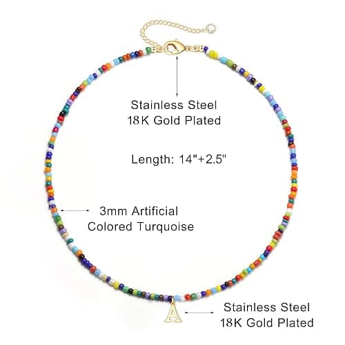 Yoosteel Christmas Gifts for Teen Girls Kids - Colorful Beaded Initial Necklace for Girls Jewelry A-Z Letter Choker Necklace Birthday Gifts Stocking Stuffers for Teenage Girl Women Gifts thumbnail 5