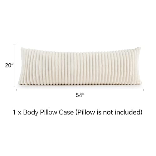 BEDELITE Fluffy Striped Body Pillow Cover with Zipper, Cream White, 20x54 | Ultra-soft Faux Fur with 13D Striped Texture, Comfy, Plush, and Cloud-like, Body Pillow Pillowcase for Bed Couch Room Decor thumbnail 2