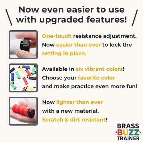 French Horn Mouthpiece Buzzing Practice Tool – Anywhere Practice & Warm-up – One-Touch Adjustable Resistance - BRASS BUZZ TRAINER (Black) thumbnail 4