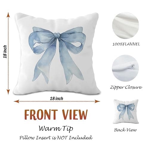 OTOUO Western Cowgirl Pillow Covers 18x18 - Howdy Long Live Cowgirls Boots Pillow Cover, Western Blue Coquette Bows Home Room Decor, Set of 4 thumbnail 3