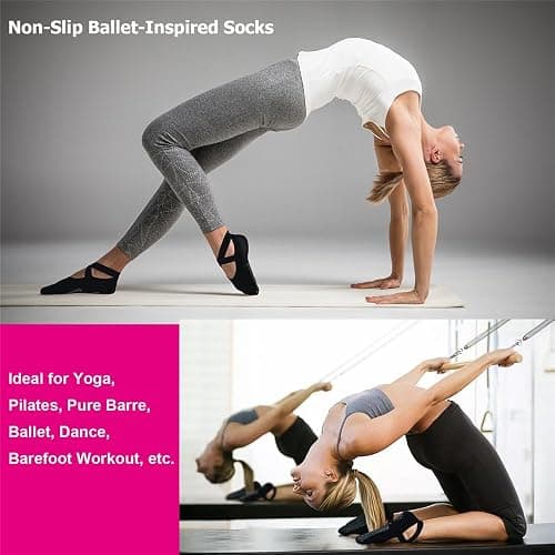 Ozaiic Pilates Socks for Women Non Slip Grip, Yoga Socks with Grippers for Barre, Hospital, Ballet, Dance, Barefoot Workout thumbnail 4
