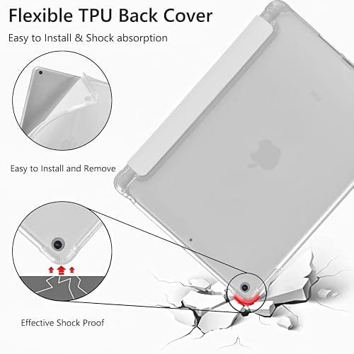 JOYLAND Girly Ribbon Bow Pattern Case for iPad (A16) 11th Gen 2025 11-inch/10th Gen 2022 10.9 inch, Pencil Holder & Clear Transparent Soft TPU Back & Trifold Pad White Shell for Girls Women thumbnail 6