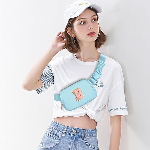 Gitus Gifts for 7 8 9 10 11 Year Old Girls Belt Bag Fanny Pack Crossbody Bags with Initial Letter Patch Birthday Gifts for Daughter Sister Friends Teen girls (Icing Blue-B) thumbnail 3