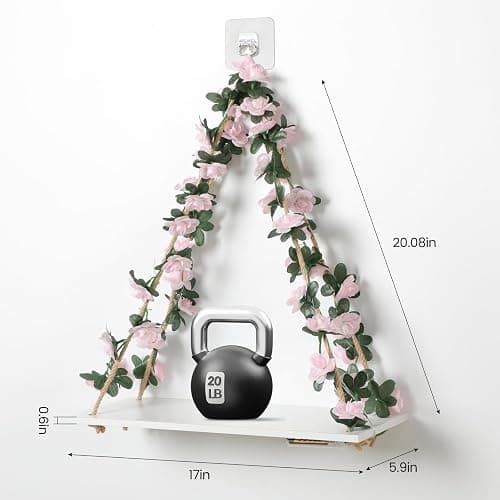 Floating Shelves for Wall No Drilling,Wall Shelves,Hanging Shelf,Leaves and Light Strip with Flower,Set of 2 Plant Decor for Home Livingroom Bedroom,Holiday Decor,Thanksgiving & Christmas Decorations thumbnail 3