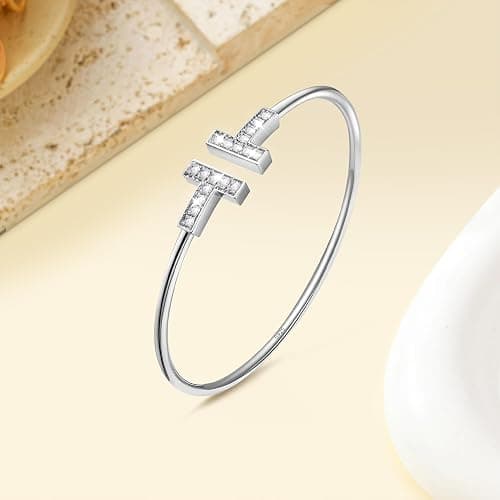 APUUESN Sterling Silber Armreif Ring Set für Damen Silber/Gold/Roségold,Geschenke für Freundin,Geburtstag thumbnail 5