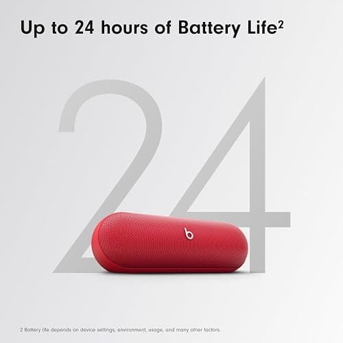 Beats Pill - Portable Bluetooth Speaker - Up to 24H Battery Life, Water Resistant, Bluetooth, Apple & Android Compatible, Seriously Loud Sound for Home, Outdoor and Travel – Statement Red thumbnail 4