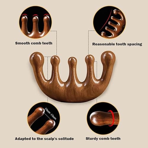 Cureder Wooden Scalp Massager - Handmade 100% Natural Green Sandalwood Wide Tooth Combs - Wood Massage Comb & Sandalwood Comb for Luxurious Hair Care thumbnail 8