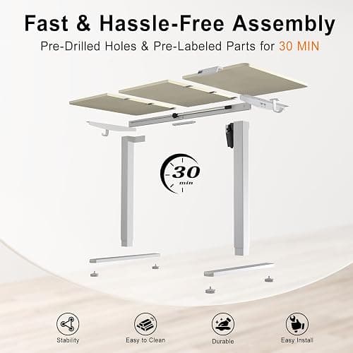 Fullpeak Adjustable Standing Desk, 55x24 Inch Electric Desk with 3 Memory Presets & Child Lock, Ultra-Quiet Motor, Industrial Steel Frame, Adjustable Feet, for Multi-Monitor Setup, Light Walnut thumbnail 6