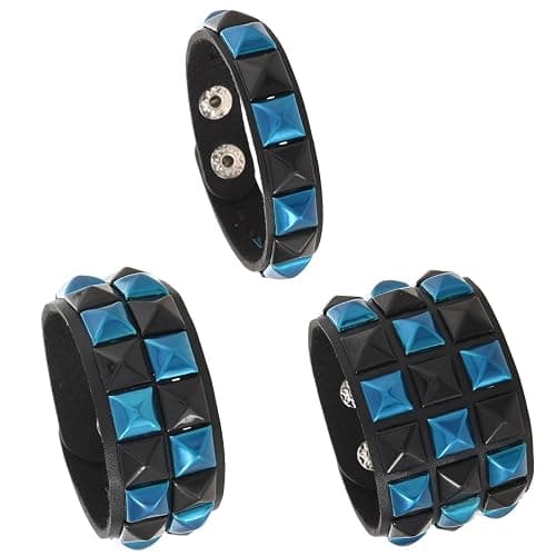 CCAKXCJJ 3PcsPunk Bracelet Leather Studded Bracelets Emo Bracelet Adjustable Goth Bracelets for Men Women - Image 1